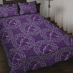 Purple Sagittarius Zodiac Pattern Print Quilt Bed Set
