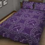 Purple Sagittarius Zodiac Pattern Print Quilt Bed Set