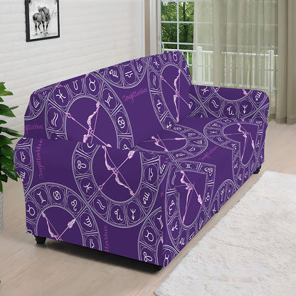 Purple Sagittarius Zodiac Pattern Print Sofa Cover