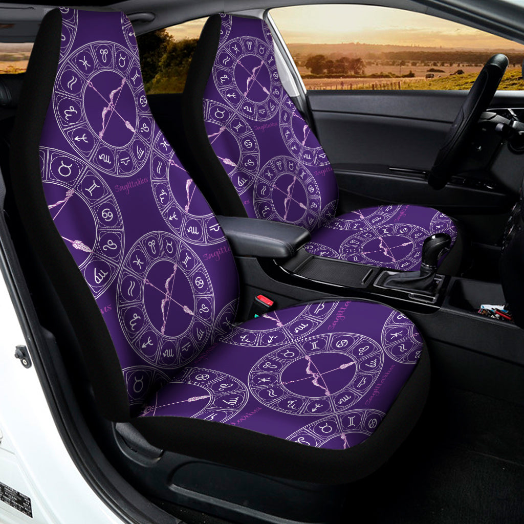 Purple Sagittarius Zodiac Pattern Print Universal Fit Car Seat Covers