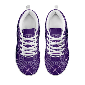 Purple Sagittarius Zodiac Pattern Print White Sneakers