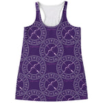 Purple Sagittarius Zodiac Pattern Print Women's Racerback Tank Top