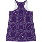 Purple Sagittarius Zodiac Pattern Print Women's Racerback Tank Top