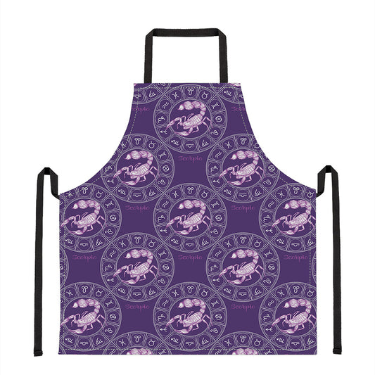 Purple Scorpio Zodiac Pattern Print Apron