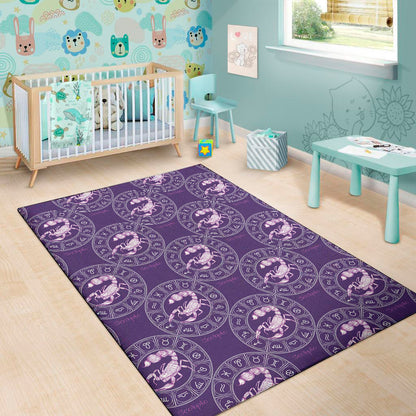 Purple Scorpio Zodiac Pattern Print Area Rug