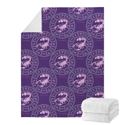 Purple Scorpio Zodiac Pattern Print Blanket