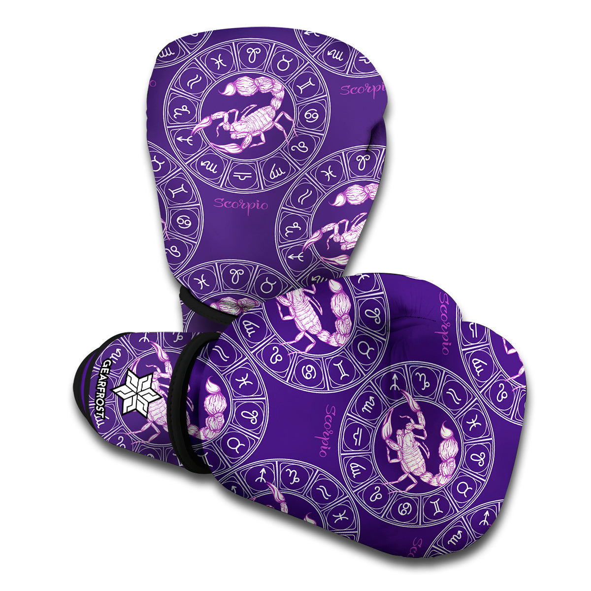 Purple Scorpio Zodiac Pattern Print Boxing Gloves