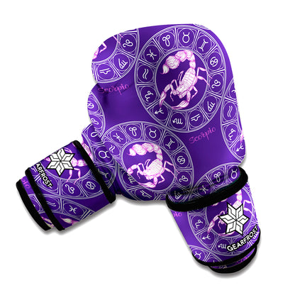 Purple Scorpio Zodiac Pattern Print Boxing Gloves