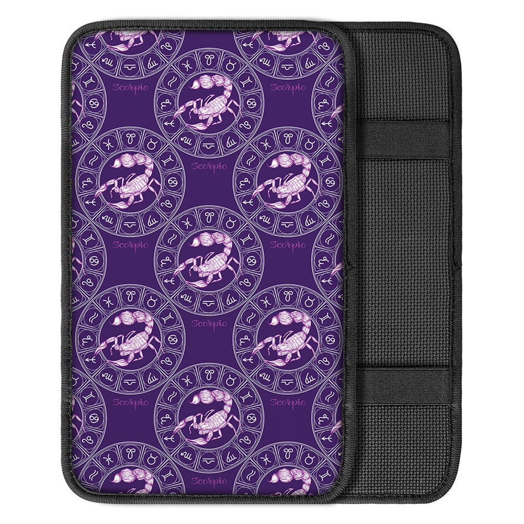 Purple Scorpio Zodiac Pattern Print Car Center Console Cover