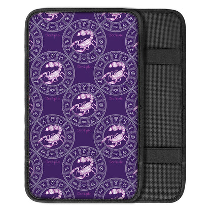 Purple Scorpio Zodiac Pattern Print Car Center Console Cover