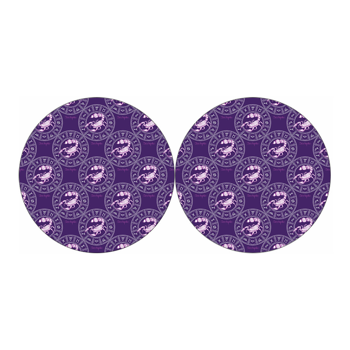 Purple Scorpio Zodiac Pattern Print Car Coasters