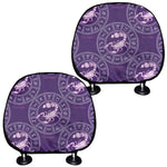 Purple Scorpio Zodiac Pattern Print Car Headrest Covers