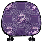 Purple Scorpio Zodiac Pattern Print Car Headrest Covers
