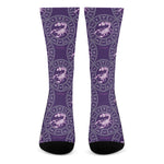 Purple Scorpio Zodiac Pattern Print Crew Socks