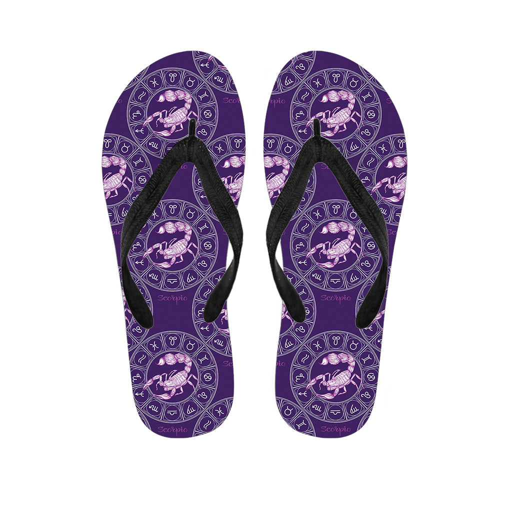 Purple Scorpio Zodiac Pattern Print Flip Flops