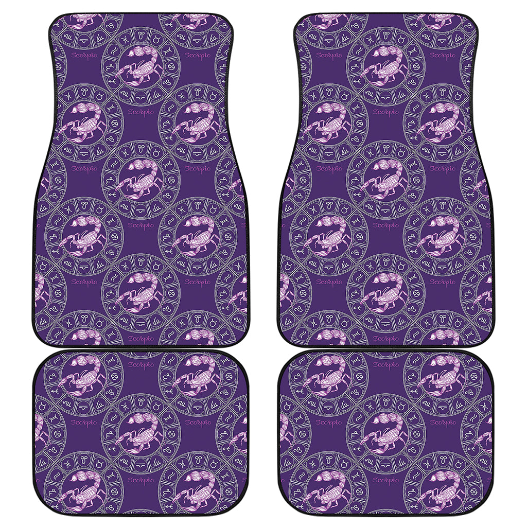 Purple Scorpio Zodiac Pattern Print Front and Back Car Floor Mats