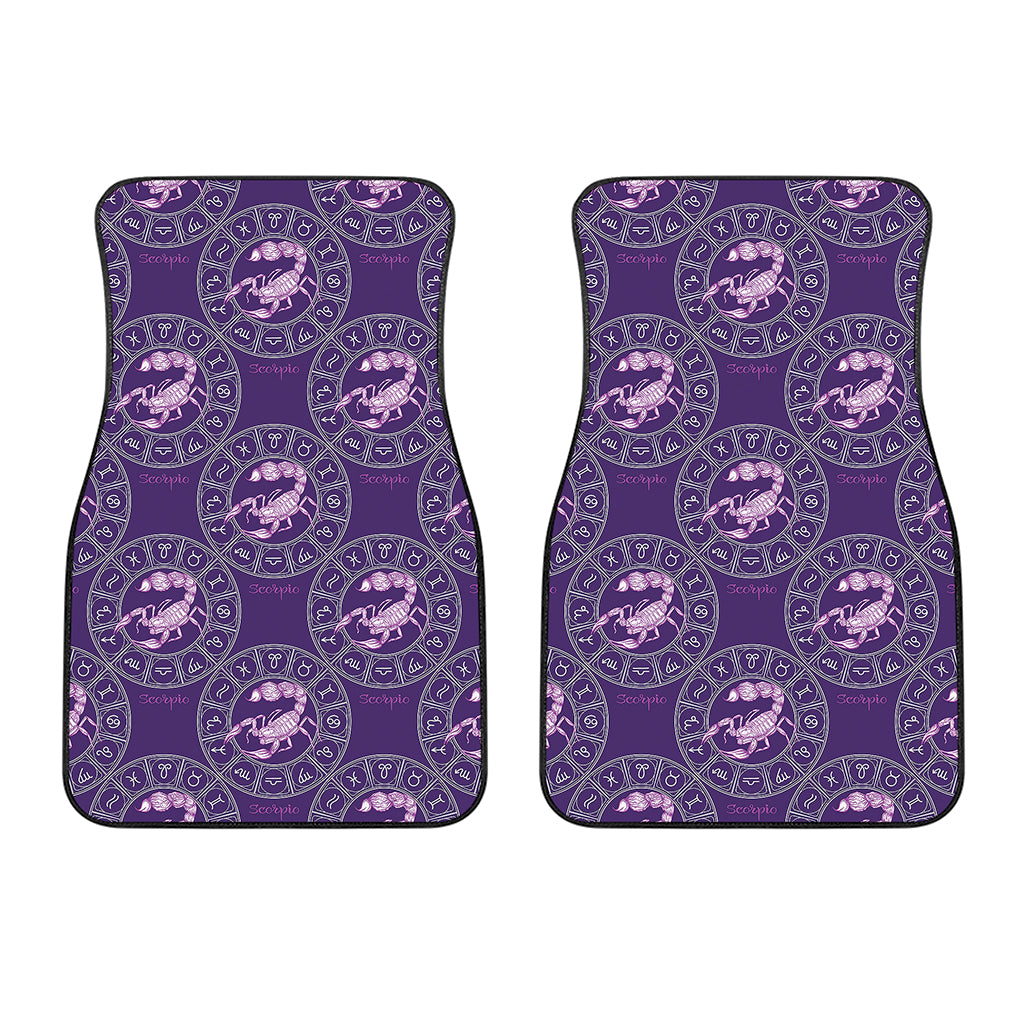 Purple Scorpio Zodiac Pattern Print Front Car Floor Mats
