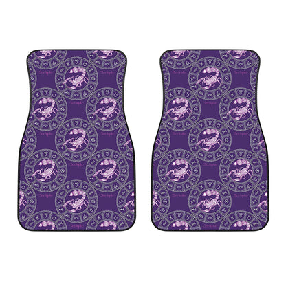 Purple Scorpio Zodiac Pattern Print Front Car Floor Mats