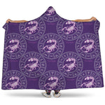 Purple Scorpio Zodiac Pattern Print Hooded Blanket