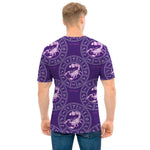 Purple Scorpio Zodiac Pattern Print Men's T-Shirt