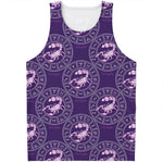 Purple Scorpio Zodiac Pattern Print Men's Tank Top
