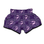 Purple Scorpio Zodiac Pattern Print Muay Thai Boxing Shorts
