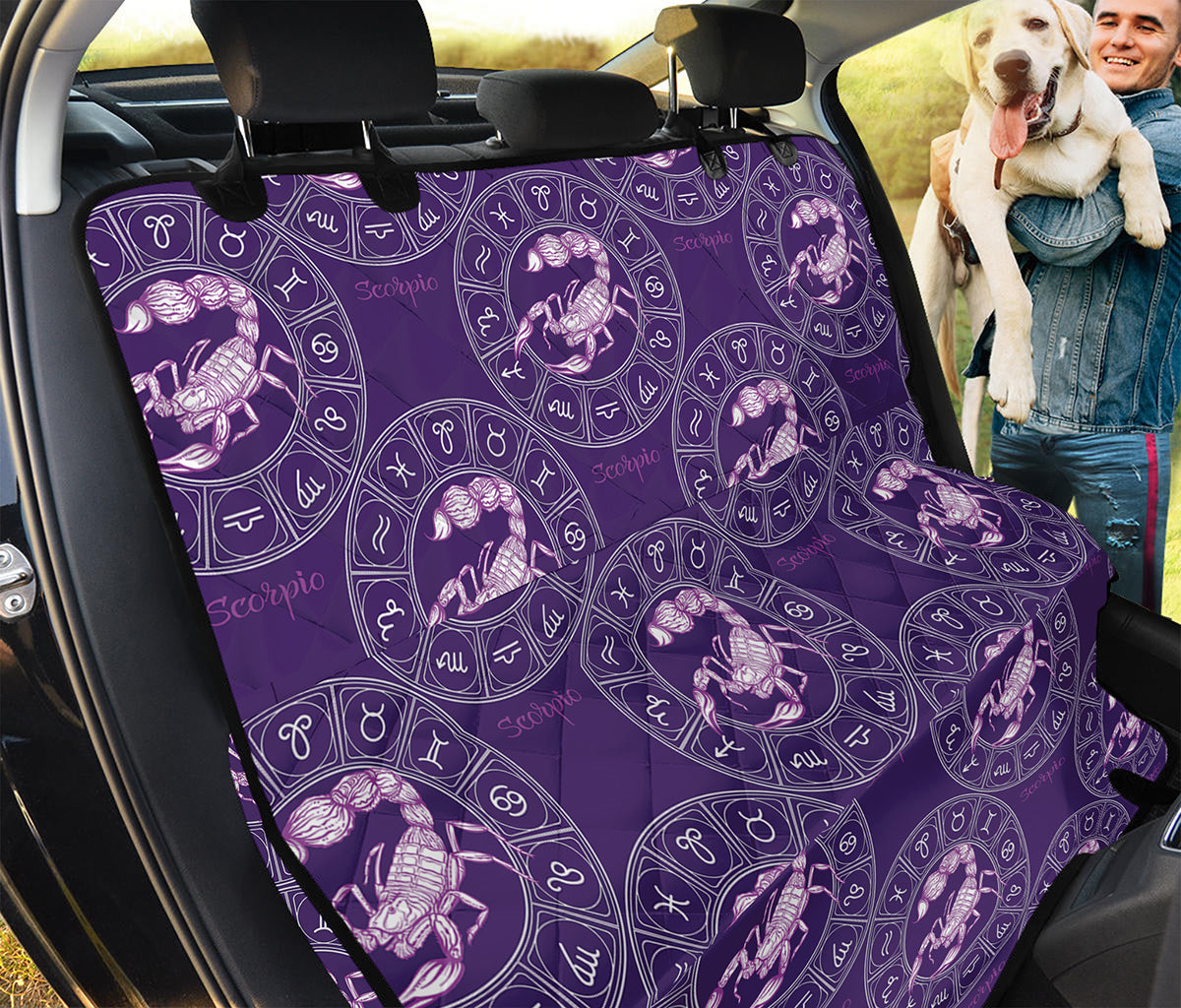 Purple Scorpio Zodiac Pattern Print Pet Car Back Seat Cover