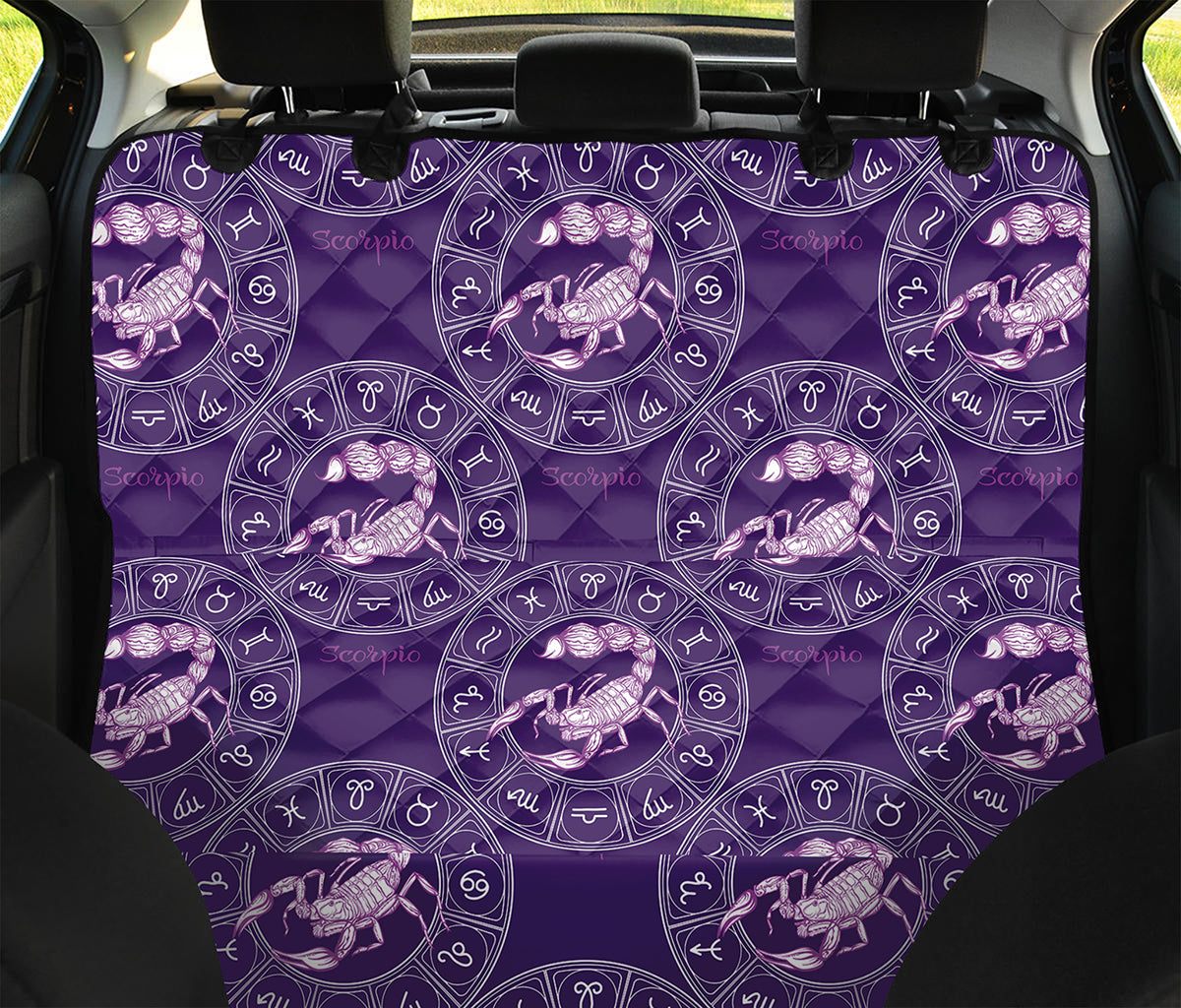 Purple Scorpio Zodiac Pattern Print Pet Car Back Seat Cover