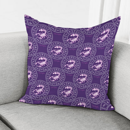 Purple Scorpio Zodiac Pattern Print Pillow Cover