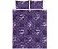 Purple Scorpio Zodiac Pattern Print Quilt Bed Set