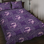 Purple Scorpio Zodiac Pattern Print Quilt Bed Set