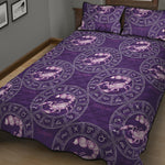 Purple Scorpio Zodiac Pattern Print Quilt Bed Set
