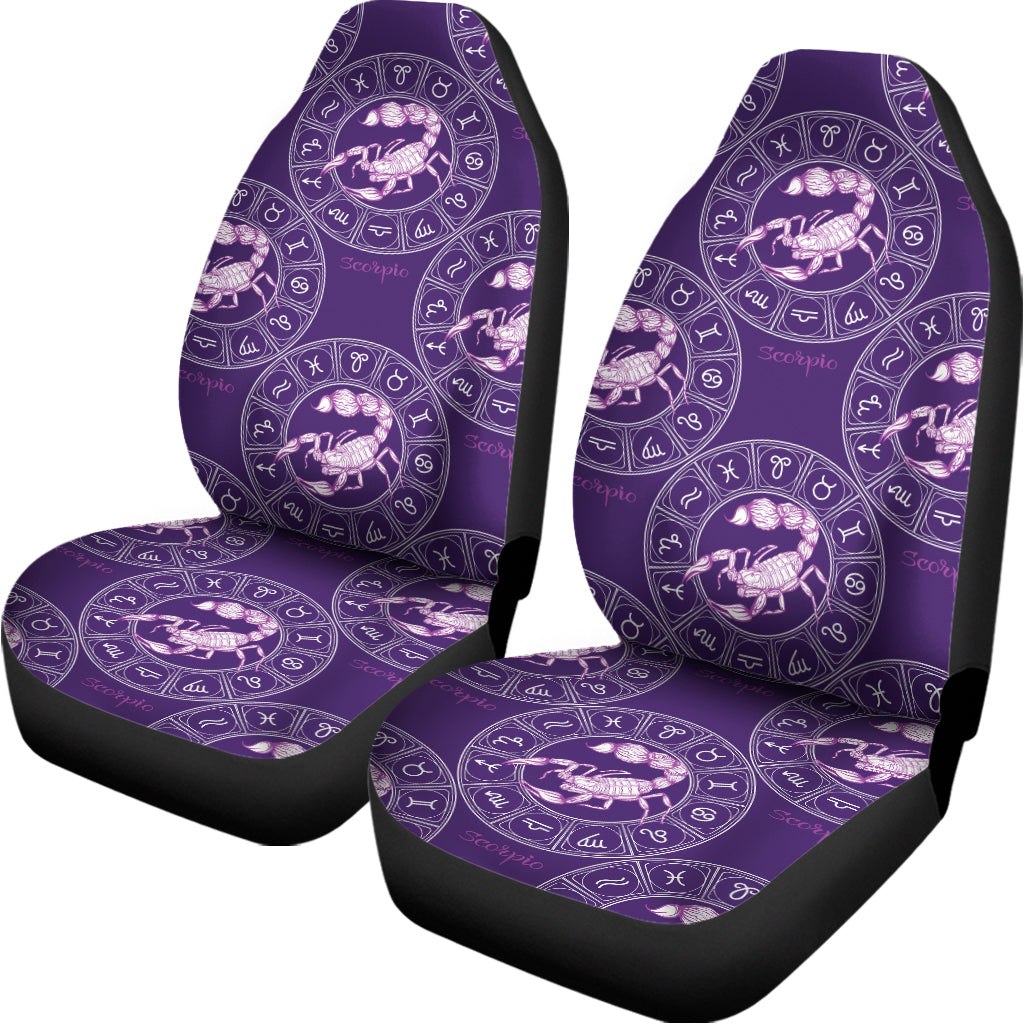Purple Scorpio Zodiac Pattern Print Universal Fit Car Seat Covers