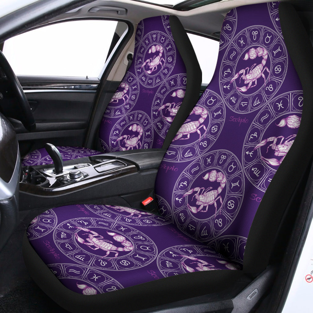 Purple Scorpio Zodiac Pattern Print Universal Fit Car Seat Covers