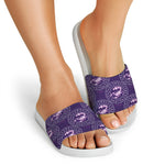 Purple Scorpio Zodiac Pattern Print White Slide Sandals