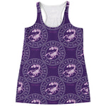 Purple Scorpio Zodiac Pattern Print Women's Racerback Tank Top