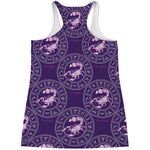 Purple Scorpio Zodiac Pattern Print Women's Racerback Tank Top