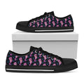 Purple Seahorse Pattern Print Black Low Top Sneakers