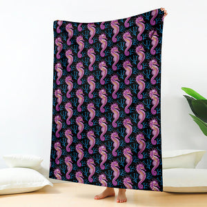 Purple Seahorse Pattern Print Blanket