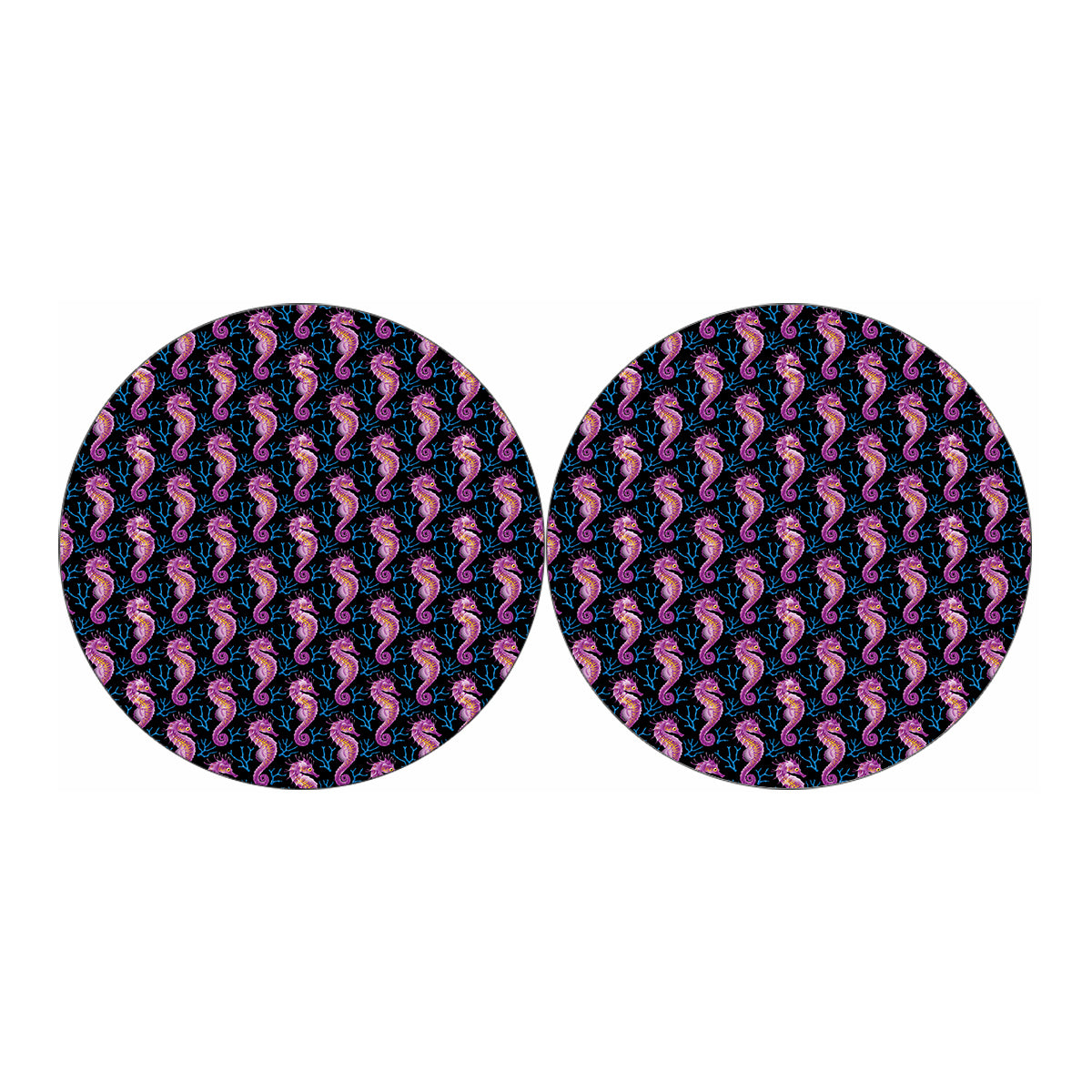 Purple Seahorse Pattern Print Car Coasters