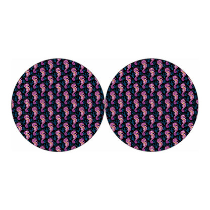 Purple Seahorse Pattern Print Car Coasters