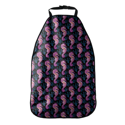 Purple Seahorse Pattern Print Car Seat Organizers
