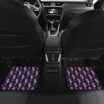 Purple Seahorse Pattern Print Front and Back Car Floor Mats