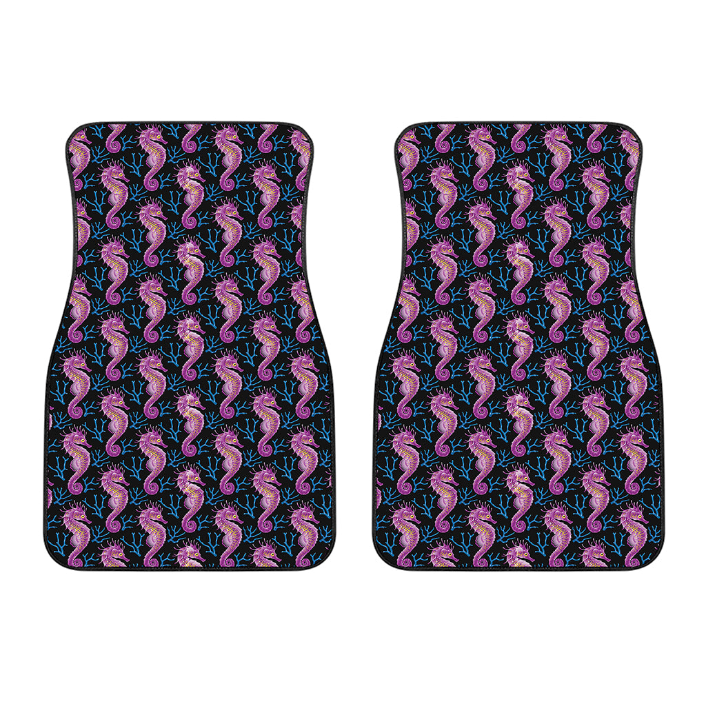 Purple Seahorse Pattern Print Front Car Floor Mats