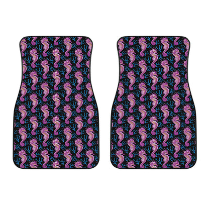Purple Seahorse Pattern Print Front Car Floor Mats