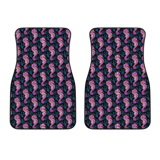 Purple Seahorse Pattern Print Front Car Floor Mats