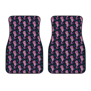 Purple Seahorse Pattern Print Front Car Floor Mats