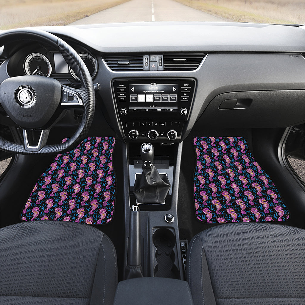 Purple Seahorse Pattern Print Front Car Floor Mats