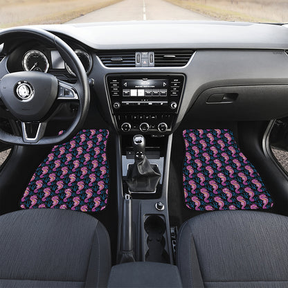 Purple Seahorse Pattern Print Front Car Floor Mats