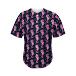 Purple Seahorse Pattern Print Men's Baseball Jersey